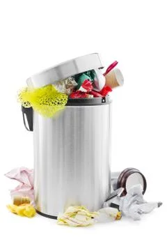 Full trash can Stock Photos