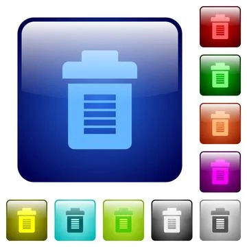 Full trash color square buttons Stock Illustration