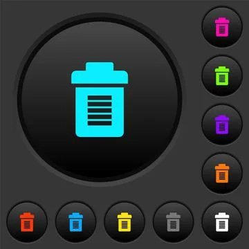 Full trash dark push buttons with color icons Stock Illustration