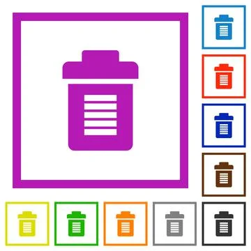 Full trash flat framed icons Stock Illustration