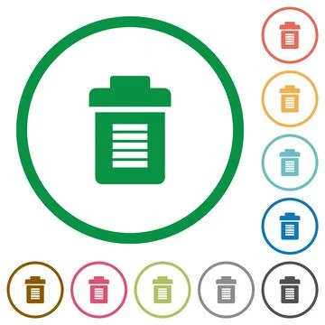 Full trash flat icons with outlines Stock Illustration