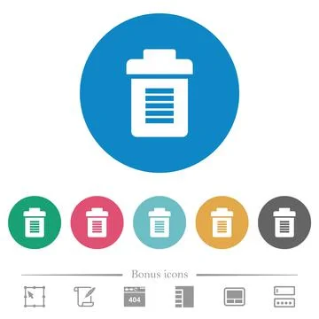Full trash flat round icons Stock Illustration