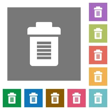 Full trash square flat icons Stock Illustration