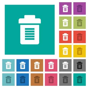 Full trash square flat multi colored icons Stock Illustration