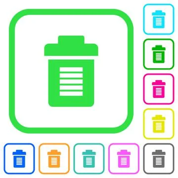 Full trash vivid colored flat icons Stock Illustration
