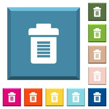 Full trash white icons on edged square buttons Stock Illustration