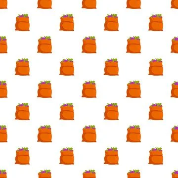 Full vegetable sacks repeating seamless pattern design Stock Illustration