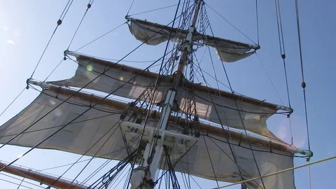 A full view of a boat's sail Stock Footage 84810241