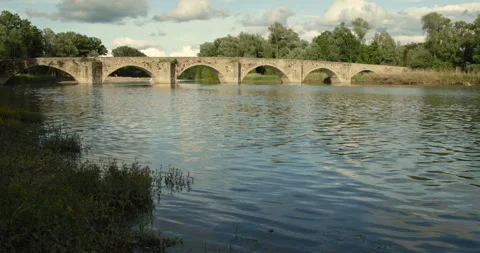 Full View of the Buriano Bridge in the Arno River in Tuscany, Italy Stock Footage 241186403