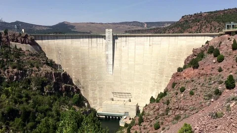 Full view of a dam with valley below HD Stock-Footage 80237097