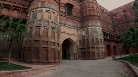 Full view of Delhi Gate in Vertical Angle at Agra Fort, Agra, Uttar Pradesh Stock Footage 232840478