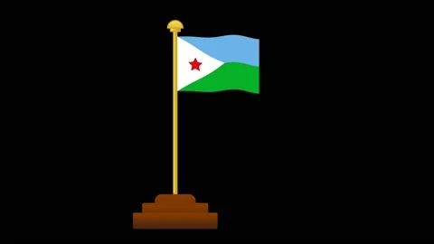 Full view of Djibouti flag Stock Footage 195014155