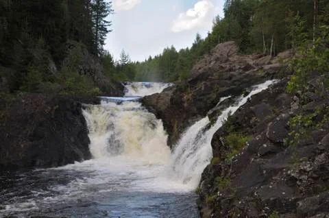 Full view of the kivach waterfall Stock Photos