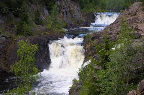 The full view of kivach waterfall Stock Photos