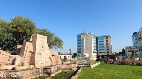 Full view from the monument to the wards of San Raffaele Hospital Video stock 242359168