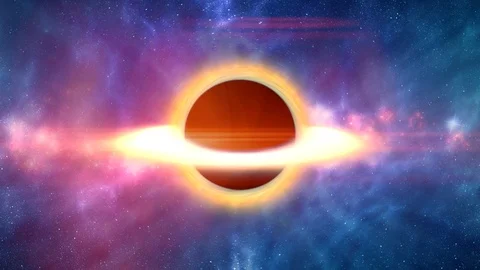 Full View of Nebula Black hole Surrounded with Stars Vídeo Stock 125509167