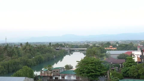 Full view of river in San Jose, Occidental Mindoro Philippines Stock Footage 238671255