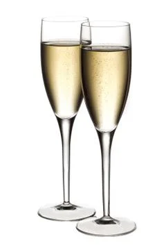 Full view of two glasses  of white wine Stock Photos