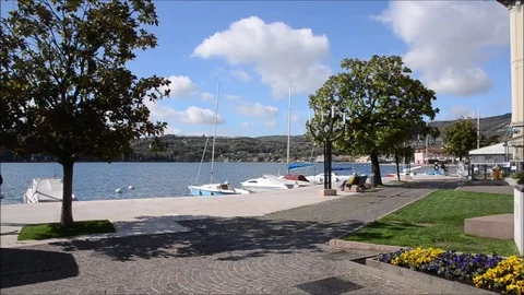 Full view Zanardelli square in salò Stock Footage 89052353