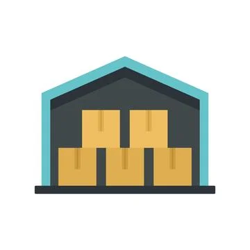 Full warehouse icon flat isolated Stock Illustration
