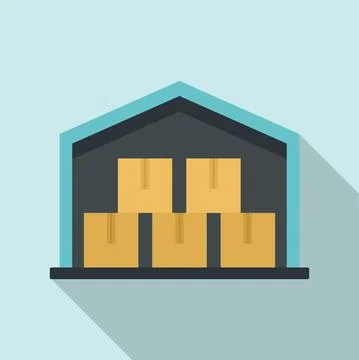 Full warehouse icon, flat style Stock Illustration