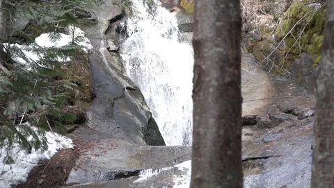 Full waterfall pan with tree in the foreground Stock Footage 88008704