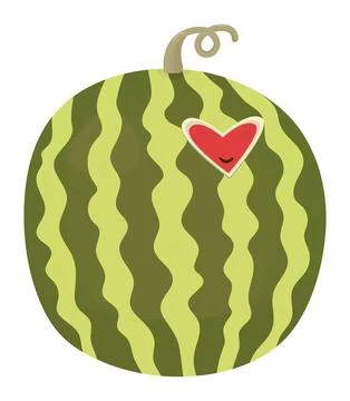 Full watermelon with heart Stock Illustration