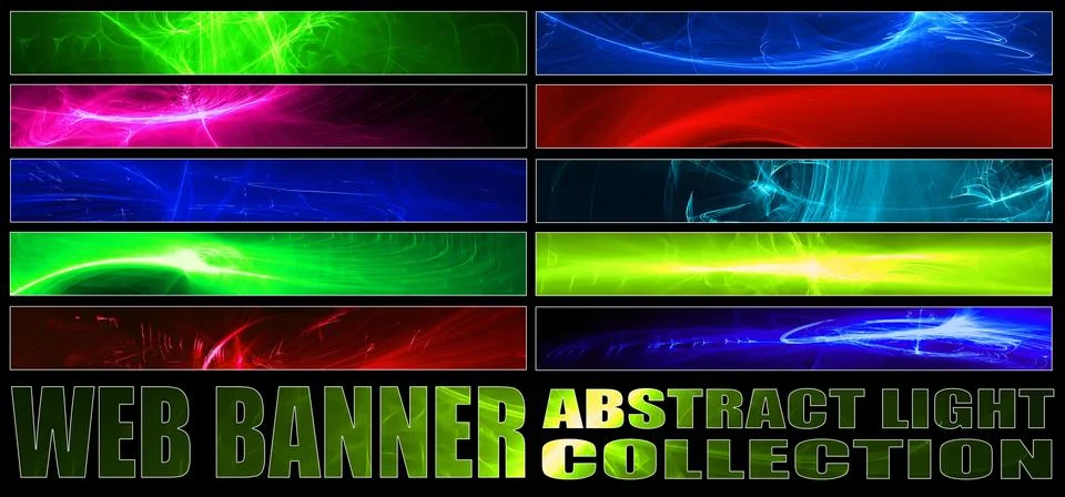 Full web banner abstract light collection. Stock Illustration