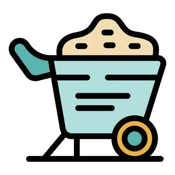 Full wheelbarrow standing on ground ready for construction work Illustration