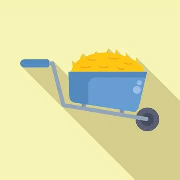 Full wheelbarrow standing with haystack in flat design Stock Illustration