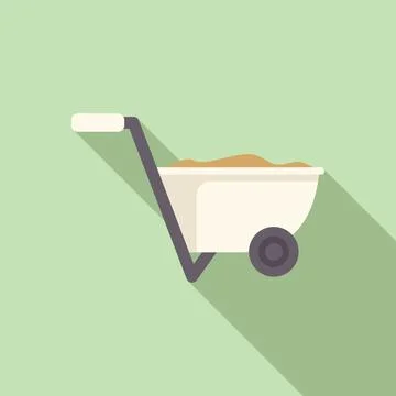 Full wheelbarrow standing on one wheel with handles up Illustration