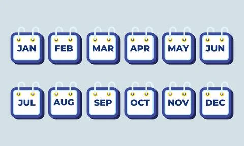 Full Year Calendar Display with Highlighted Months for Event Planning and S.. Stock Illustration