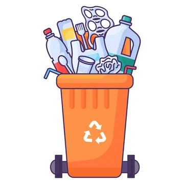 Fulled Transportable Plastic Waste Container Stock Illustration