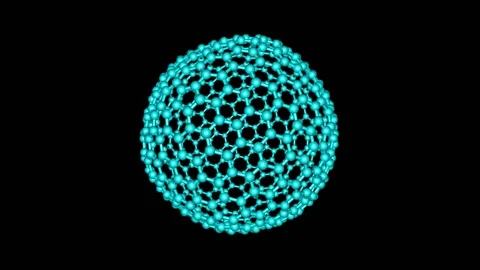 Fullerene C60 molecule rotating video Stock Footage 131492876