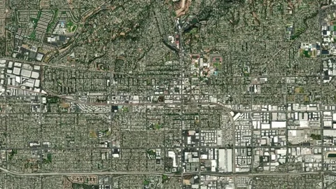 Fullerton City Map Zoom (CA, USA) from Space to Earth (no pin, no text) Stock Footage 339747837