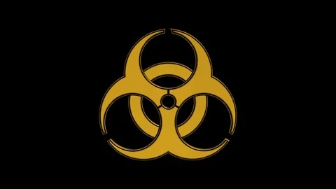 FullHD with Alpha 60 FPS seamless loop with Gold and Black Biohazard symbol 動画素材 106679823