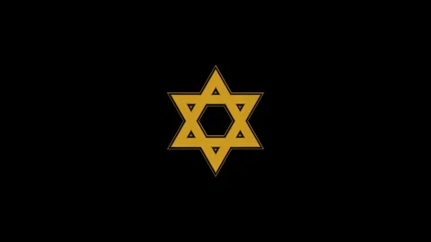 FullHD with Alpha 60 FPS seamless loop with Gold and Black thin Star of David 動画素材 107046636