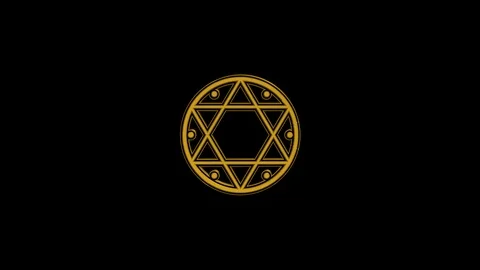 FullHD with Alpha 60 FPS seamless loop with Gold and Black thick Seal of Solomon 動画素材 107048774