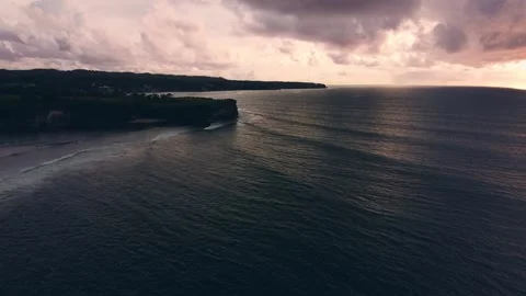 FULLHD Balangan Beach Ocean Sunset Bali Aerial Stock Footage 148985385