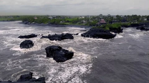 FULLHD Epic Storm on the Mengening Beach Aerial Stock Footage 149376136