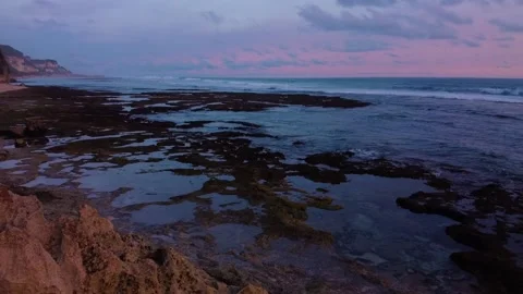 FULLHD Sunset Bali Hidden Beach Aerial Stock Footage 150292580