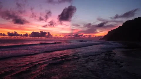 FULLHD Sunset Bali Hidden Beach Aerial Stock Footage 150292955