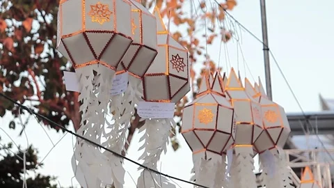 FullHD of Thai decorations with tags, decorated in Sri Suphan temple Stock Footage 170411392