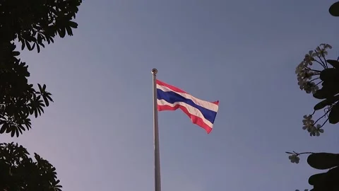 FullHD Thai flag fluttering in the sky Stock Footage 157213566