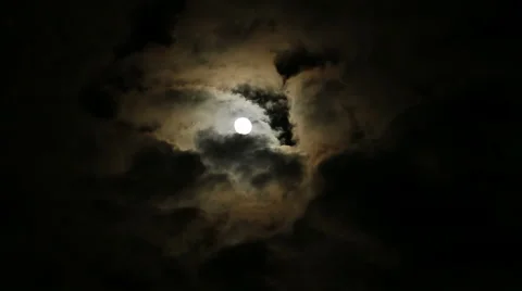 Fullmoon and mystic clouds with red halo Stock Footage 51618271