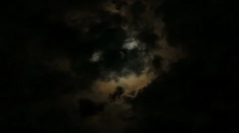 Fullmoon and mystic clouds with red halo Stock Footage 51618308