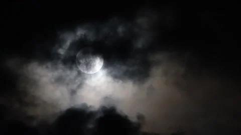 Fullmoon cloud dark Stock Footage 253534936