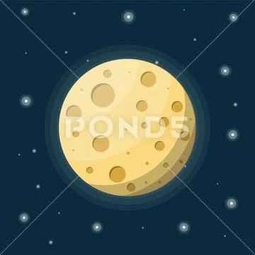 Fullmoon in night sky with stars. Stock Illustration