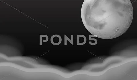 Fullmoon over the thick clouds Stock Illustration