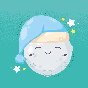 Fullmoon sleeping wearing hat Stock Illustration